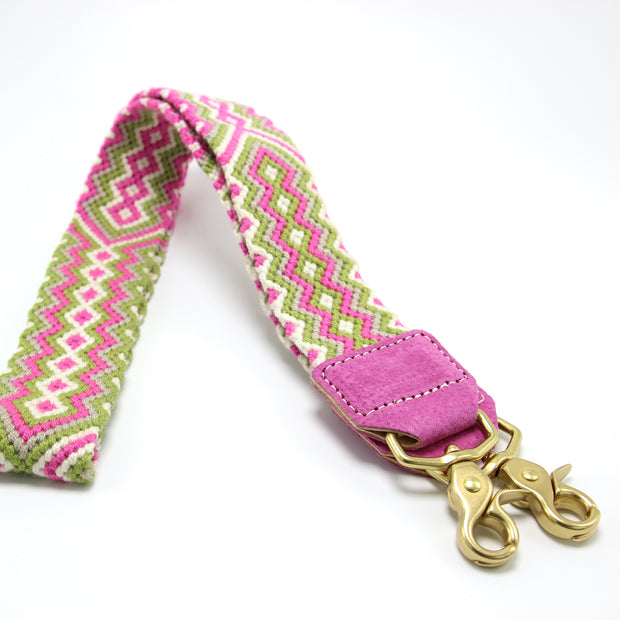 NEW PREPPY PINK AND GREEN MACRAME STRAP