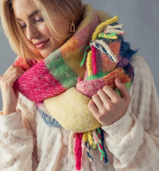 Bright and Cozy Sweater Wrap with Fringe