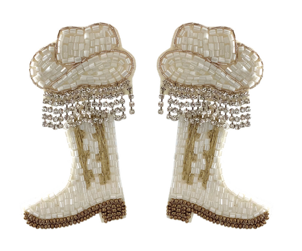 BOOTS AND BLING SEED BEAD WESTERN STATEMENT EARRINGS