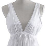 LAYLA HANDMADE WHITE DEEP V-NECK LACE TRIMMED NIGHTGOWN BY TALEEN