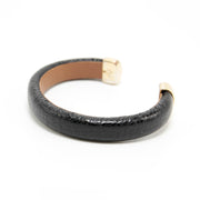 OSTRICH SERIES - Black Leather Cuff Bracelet